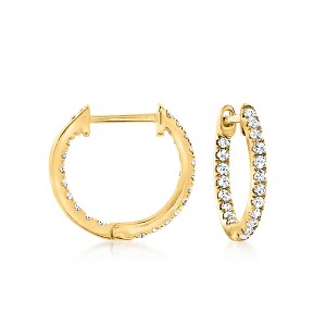Pure Collection by Ross-Simons 0.20 ct. t.w. Diamond Inside-Outside Huggie Hoop Earrings in 14kt Yellow Gold - 1 of 4