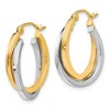 Black Bow Jewelry 4mm Polished Crossover Round Hoops 10k Two Tone Gold, 20mm (3/4 Inch) - 2 of 4