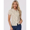 Allegra K Women's Summer Peter Pan Collar Button Front Vintage Floral Print Blouse - 2 of 4