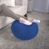 GlasFlength Ottomans and Benches Portable Round Pouf Knitted Cotton Modern Elegant Simple Design for Living Room Indoor Outdoor, Blue, 20"*20"*14" - 4 of 4