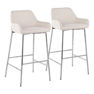 Contemporary Bar Stool with Backrest and Metal Frame for Kitchen Island or Home Bar, Set of 2 - 1 of 4