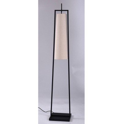 Metal Tipton Floor Lamp with Fabric Shade Black/Tan - StyleCraft