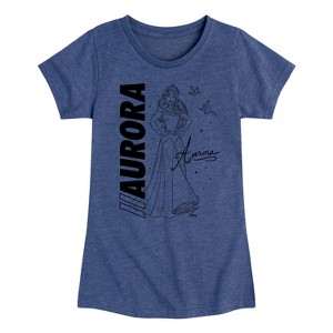 Girls' - Disney Princess - Aurora Sleeping Beauty With Birds Fitted Short Sleeve Graphic T-Shirt - 1 of 4