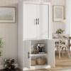 Farmhouse Retro Kitchen Storage Pantry, Pantry Storage Cabinet with 4 Doors & Adjustable Shelves, Pantry Cupboard for Dining & Living Room - 3 of 4