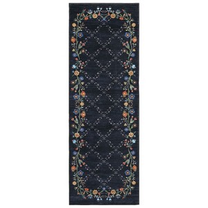 Washable Modern Floral Rug Non Slip Low Pile Rug Soft Contemporary Throw Floor Cover Foldable Indoor Carpet for Living Room Bedroom Playroom Nursery - 1 of 4