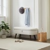 Sapphtopaz Modern Storage Bench Oval Accent Ottoman with Storage and Wood Legs Upholstered Vanity Stool for Bedroom, Entryway, Living Room - 3 of 4