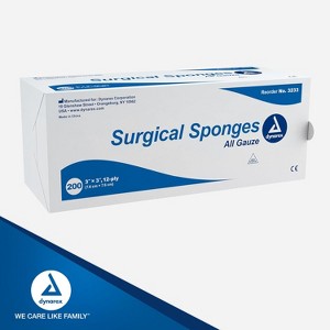 Dynarex Surgical Sponge Gauze Non-Sterile 3"x 3" 12-Ply, 200 Count - 1 of 4