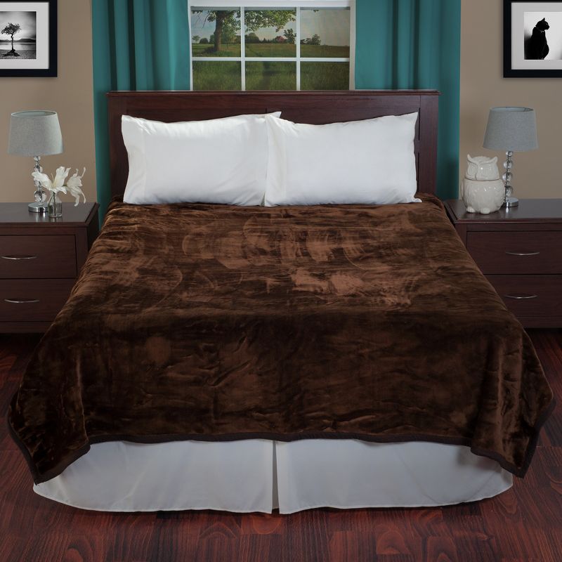 Lavish Home Solid Soft Heavy Thick Plush Mink Blanket 8 pound - Coffee, 1 of 5