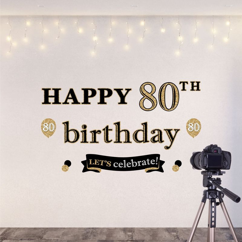 Big Dot of Happiness Adult 80th Birthday - Gold - Peel and Stick Birthday Party Decoration - Wall Decals Backdrop, 5 of 8