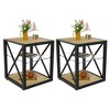 Modern Industrial End Table - Rustic Wood Grain MDF & Tempered Glass, 3-Tier Nightstand for Bedroom, Living Room - 2 of 4