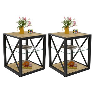 Furnlinspire Nightstand Set of 2 Modern End Table Nightstand, Sofa Table for Small Spaces, Living Room, Bedroom, Black, 17.72"*17.72"*21.0" - 1 of 4
