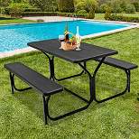 Costway Picnic Table Bench Set Outdoor Backyard Patio Garden Party Dining All Weather Black