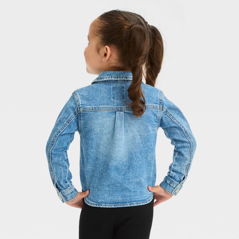 Toddler Girls' Embroidered Daisy Jacket - Cat & Jack™ Blue, 3 of 7