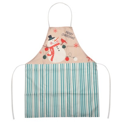 Unique Bargains Christmas Aprons Christmas Celebration in English Santa Claus Linen 21.65"x26.77" 1 Pcs