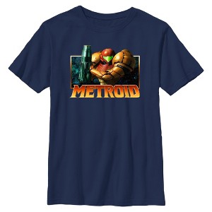 Boys Nintendo Samus Metallic Frame Badge T Shirt - 1 of 4