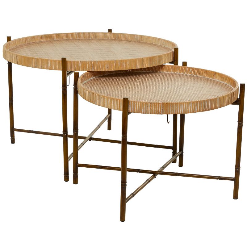 Set of 2 Modern Rattan Nesting Accent Tables Brown - Olivia &#38; May, 5 of 6