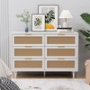TIRAMISUBEST 43.31" White Rattan Dresser with 6 Drawers - Modern Storage Cabinet for Bedroom & Home Organization - 4 of 4