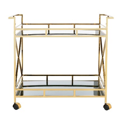Kehlani 2 Shelves Bar Cart Jade/Gold - Safavieh