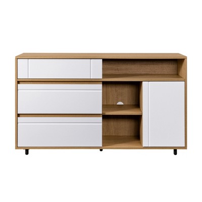 52" Coastal Oak and White Contemporary Storage Sideboard