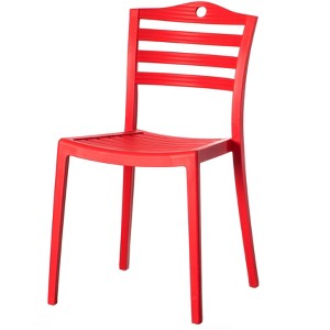 Fabulaxe Plastic Dining Chair with Ladderback Design, Red - 1 of 4