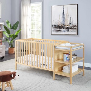 Gulches 3-in-1 Convertible Crib and Changer Combo - Contemporary Natural Design, Space-Saving - 1 of 4