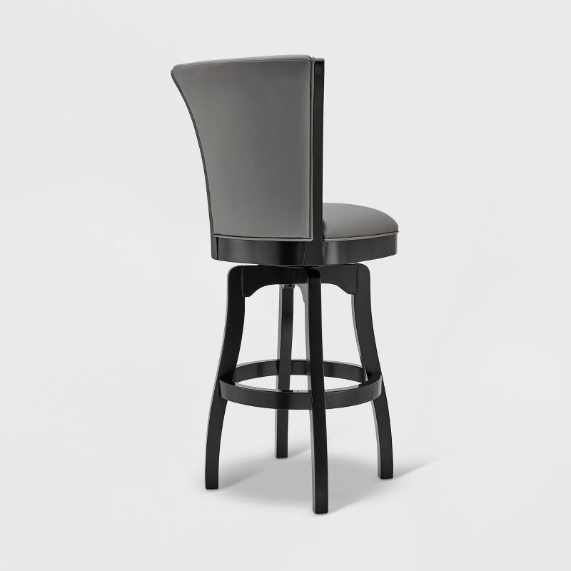 26&#34; Raleigh Faux Leather/Wood Swivel Counter Height Barstool Gray/Black - Armen Living, 4 of 9