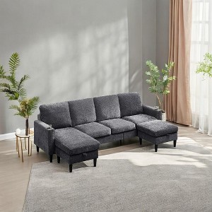VYNXARIA Chenille Sectional Sofa with High Density Memory Foam, 4 Seat Comfy Modular Sofa Couch for Living Room - 1 of 4