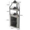 Corner Wine Cabinet  & Detachable Rack, 5-Tier Industrial Bar with Barn Door, Glass Holder, Farmhouse Buffet Cabinet for Home Bar-Grey - 4 of 4