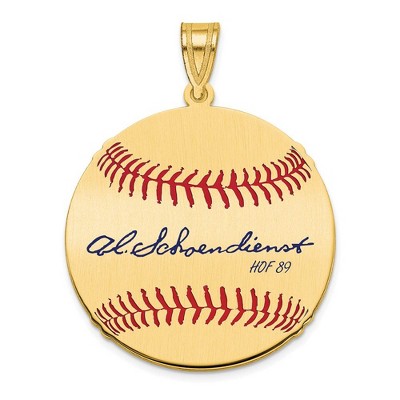 Black Bow Jewelry 14K Gold Plated Red Schoendienst Signature MD Enamel Baseball Pendant