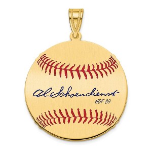 Black Bow Jewelry 14K Gold Plated Red Schoendienst Signature MD Enamel Baseball Pendant - 1 of 4