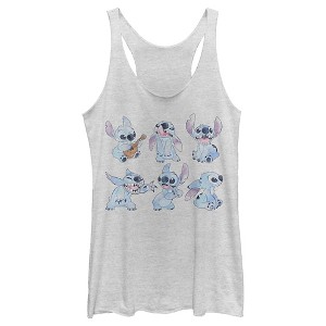 Women's Lilo & Stitch Watercolor Poses of Stitch Racerback Tank Top - 1 of 4