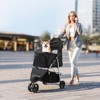 VEVOR Pet Stroller, 35 lbs Weight Capacity, Foldable Dog Stroller Cart, 3 Wheels Cats Stroller with Mesh Windows and Cup Holders, Black - 2 of 4