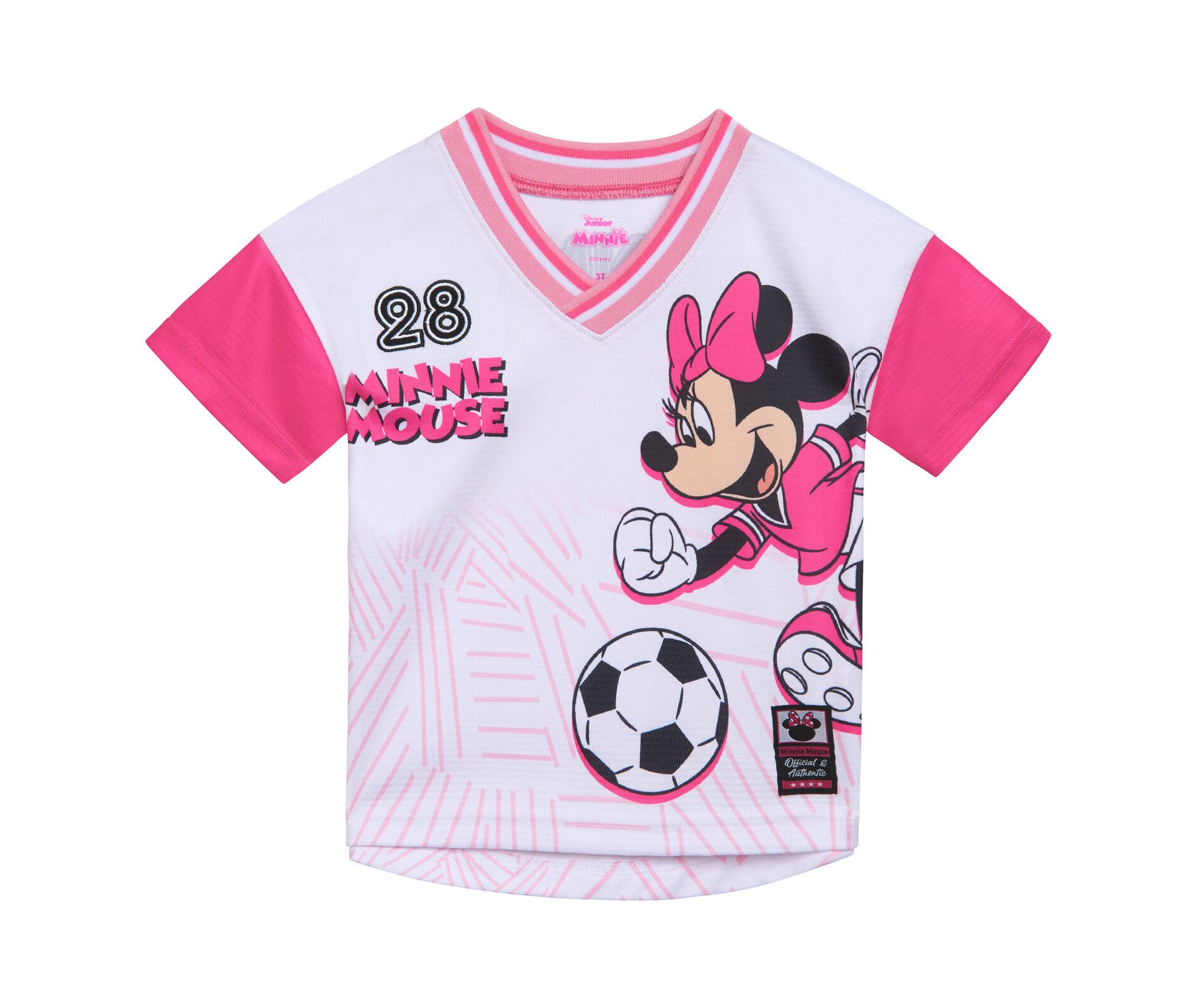 Disney Minnie Mouse Little Girls Mesh Soccer Jersey T-Shirt Pink / White 7-8