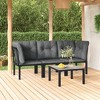 vidaXL Patio Furniture Set Outdoor Loveseat Sofa Black and Gray Poly Rattan - 2 of 4