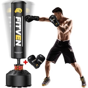 FITVEN Freestanding Punching Bag with Boxing Gloves Heavy Boxing Bag with Suction Cup Base - Men Stand Kickboxing Bag - 1 of 4