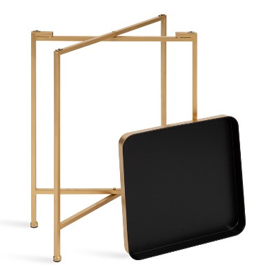 Celia 14x14x26 Modern Black Metal Square Tray Side Table