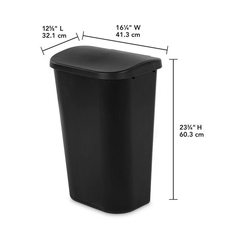 Sterilite 11.3 Gallon D Shape Flat Side Lift Top Lid Wastebasket Trash Can for Kitchen, Home Office, and Garage, or Workspace, 4 of 7