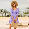 EXLURA Women's Lantern Sleeve Tie Back Summer Dress Ruffled Off Shoulder A-Line Vintage Mini Dress - 4 of 4