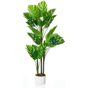 4FT Artificial Tropical Plant in Pot, PEVA Leaf Fake Tree with Realistic Green Foliage for Indoor Outdoor Home Office Decor - 1 of 4