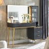 Fluted Makeup Vanity Tables with 36" HD Lighted Mirror, 48" Big Modern Vanity Desk with Glass Top & 5 Drawers & Shelves, Dressing Table - 2 of 4