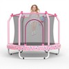 Whisen 55” Kids’ Trampoline with Safety Net, Foam-Covered Poles, Double-Sided Zipper and Basketball Hoop - 2 of 4