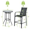 Tangkula 3 PCS Patio Bistro Set Outdoor Table & Chairs Set w/Tempered Glass Top Black - 3 of 4
