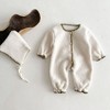 MyKids-USA Baby Solid Color Vintage Style Fleece Jumpsuits - 2 of 4