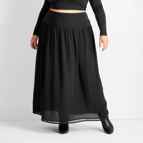 3x long black skirt sales