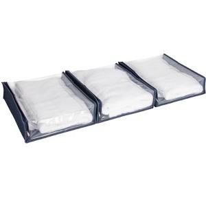 Under Bed Zippered Sweater Storage Bags with Clear Vision Panel, Set of 3 - 1 of 4