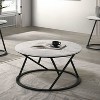 CLIHOME 3 Pieces Modern Abstract Decorative Round Table Set Coffee Tables With Metal Base - 2 of 3