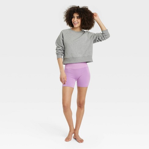 Women's Ribbed Mix Seamless Bike Shorts - Colsie™ Purple Xs : Target