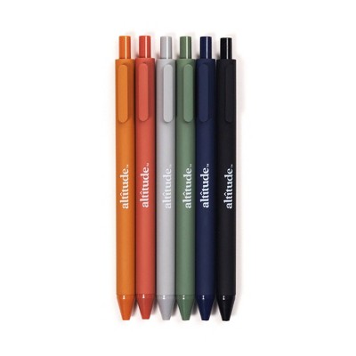 Altitude 6ct Ballpoint Retractable Pens Assorted Color Matte Finish Black Ink