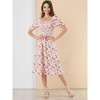 Allegra K Women's Cottagecore Floral Square Neck Puff Sleeves Summer Midi Smocked Dress - 2 of 4