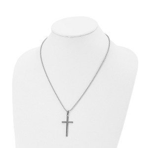 Chisel Stainless Steel and Textured Braided Design Cross Pendant on a 20" Ball Chain Necklace - 1 of 4